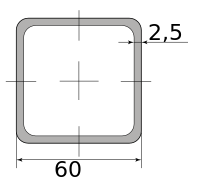 Труба профильная электросварная квадратная 60х60х2.5 6000-6050