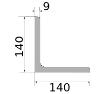 Уголок низколегир 140х140х9, длина 12 м, марка С345