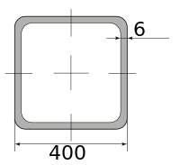 Труба профильная электросварная квадратная 400х400х6, длина 12 м