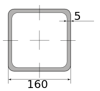 Трубы электросварные низколегир квадрат 160х160х5, длина 10,5 м