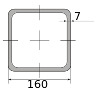 Труба профильная электросварная квадратная 160х160х7 БРАК, длина 12 м