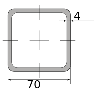 Труба профильная электросварная квадратная 70х70х4, длина 12 м