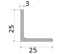 Уголок нержавеющий никельсодержащий 25х3, длина 6 м, марка AISI 304 (08Х18Н10)  3.00