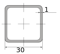 Труба профильная электросварная квадратная 30х30х1, длина 6 м