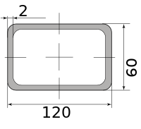 Трубы нерж. электросварные ЭСВ прямоугольные 120х60х2 шлиф, длина 6 м, марка AISI 304 (08Х18Н10)