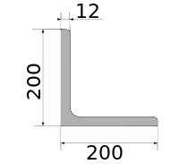 Уголок низколегир 200х200х12, длина 12 м, марка С345