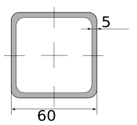 Труба профильная электросварная квадратная 60х60х5, длина 12 м
