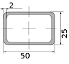 труба профильная электросварная прямоугольная 50х25х2 2.00 6000-6050