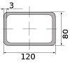 трубы электросварные низколегир прямоуг 120х80х3, длина 12 м 3.00