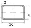 труба профильная электросварная прямоугольная 50х30х2, длина 6 м 2.00