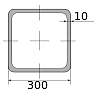 труба профильная электросварная квадратная 300х300х10, длина 12 м