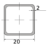 трубы нерж. электросварные эсв квадратные 20х2 имп шлиф, длина 6 м, марка aisi 201